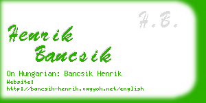 henrik bancsik business card